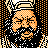 Pixelated 48x48 static icon depicting a stylized orange and black character with checkered patterns, surrounded by dotted borders on both sides.