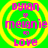 Green background with yellow concentric circles and pink text reading 'dyian', 'melanie', 'love' arranged vertically, each word separated by a small heart symbol.