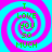 Four identical spiral patterns with alternating cyan and magenta rings, each containing green text reading "I LOVE YOU SO MUCH" in a pixelated font.