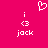 A static pixel art image with a bright pink background, featuring two identical white text-based icons and one heart symbol above them.