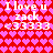 Red background with pink heart pattern, white text "I love u zack <33333" repeated in two