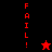 A split-screen pixel art icon with red and black sections displaying vertical "FAIL!" text and star symbols, one star is black on red, the other red on black.