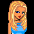 Pixel art contact sheet showing multiple frames of an animated buddy icon with a blonde cartoon woman, blue jeans, and text about friends being angels who lift forgotten wings.