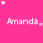 A static image with a bright pink background featuring repeated white text "Amanda" and scattered star shapes in varying sizes.