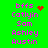 Green background with pink text listing names and 'bffs' alongside red pixelated symbols that change between frames.