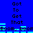 Blue background with black pixelated text repeating 'Got To Get That' and 'Boom, boom' in two , with cyan horizontal bars below each text block