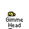 Animated contact sheet of a yellow cartoon character with black outline performing head movements above "Gimme Head" text on gray background.