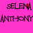 A pink background displays repeated text elements with pixelated red splatters on the right side of each 'selen' text block.