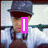 A pixelated image of a person wearing a dark cap and light shirt with text overlays changing across frames.