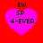 Four identical pink heart-shaped icons on a red background with black text reading 'EW', 'SP', and '4-EVER' inside each heart.