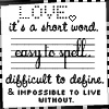 Black-and-white pixelated image with text about love on musical staff lines, bordered by black-and-white checkered pattern.