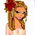 Pixel art contact sheet showing a cartoon girl character in multiple frames with red floral outfit and text elements.