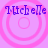 Four identical pink circular patterns with purple text 'Michelle' on a light purple background, each pattern showing concentric rings in varying states of animation.