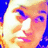 Pixelated close-up of a stylized face with orange and blue color scheme, white highlights on the left side, and visible pixelation artifacts.