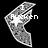Pixelated grayscale icon with star symbol and text elements, showing animation changes across three views.