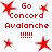 Red star-shaped icons and text 'Go Concord Avalanche !!!!!' arranged in a pattern on white background