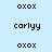 pixelated text icons in light blue and white backgrounds, with 'oxox' and 'carlyy' text in black, arranged in a pattern with alternating background colors