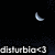 Pixelated icon with dark background, crescent moon in upper right, scattered dark pixels below, and white text 'disturblo<3' at bottom.