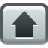 A pixelated dark gray upward-pointing arrow centered within a rounded rectangular frame on a light gray background.