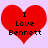 Two identical red heart-shaped icons with black text reading "I Love Bennett" on a light purple background.
