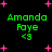 Green text reading "Amanda Faye <3" on black background with pink star shapes, two identical copies arranged in a
