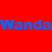 A 3x2 contact sheet of six animated frames showing the word "Wanda" in various colors and styles against solid backgrounds, with visible pixelation and color bleeding effects.