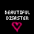 Pixelated text 'BEAUTIFUL DISASTER' above a pink heart icon on black background, with color variations in the text and heart across frames.