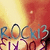 A pixelated image with a warm gradient background showing 'ROCKi3' text and purple symbols, featuring one static frame and one frame with a gray overlay.
