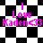 Pixelated text 'I Love Kaden<33' on a black-and-white checkered background with two distinct pattern variations.
