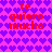 Pixelated image with repeating purple heart pattern on pink background and red text "te quiero mucho" in two mirrored sections.