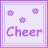 A 3x3 contact sheet of pixel art cheerleading-themed buddy icons with a blonde doll character, showing variations in background color and text orientation across eight sampled frames.