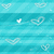 Pixelated cyan background with scattered white heart shapes in various sizes and orientations.