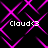 Pixelated text 'Cloud<3' appears four times on a black background with overlapping pink diamond-shaped lines.