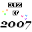 A contact sheet of three animated frames showing a pixelated 'CLASS OF 2007' design with colorful heart-shaped icons floating around the text.