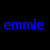 A static image displays the name 'Emmie' in multiple colors and styles against a black background with a gray rectangle at bottom right.