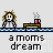 Pixel art animation of a character with messy hair at a desk, showing yawning and holding a heart-shaped pillow.