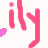 Animated icon with repeating pink 'ily' text and purple 'no lie' phrases, featuring small pink hearts that appear and disappear in a pattern