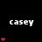 A black background displays multiple white 'casey' text labels with varying pink heart counts above them, arranged in a -like pattern with some hearts animated to change quantity