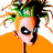 A split-frame animated buddy icon featuring a cartoon character with multicolored hair on the left and green text reading "Original Icons .com" on a dark green background on the right.