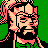 Pixelated 48x48 static icon of a character with long hair, glasses, and beard against green background.