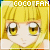 15 identical cartoon-style character icons with yellow hair and large eyes, each displaying 'COCO FAN' text above