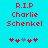 Pixelated red text on cyan background reads R.I.P Charlie Schenkel with five heart symbols below, two red hearts on left, one gray heart in center, two red hearts on right.
