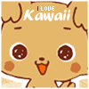 nine identical cartoon animal faces with brown eyes, orange noses, and 'I LOVE Kawaii' text above each face