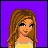 Animated contact sheet of a fashion-themed buddy icon featuring character sprites, shopping bag, and text variations on purple/white backgrounds.