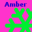 Four green snowflake icons on a pink background with blue 'Amber' text above each, showing animation variations in the snowflakes' shapes and positions.