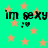 A static image with a bright green background filled with orange stars, displaying repeated text "im sexy" with small heart symbols below each phrase.