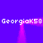 Pixelated text 'Georgiak58' repeated four times around a glowing pink frame on a solid purple background.