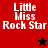 Four display "Little Miss Rock Star" text with star symbols; top-left red background has black star, bottom-right dark red background has white text