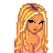 Pixel art contact sheet showing three frames of a female character in casual attire with pink text below.
