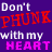 A 3x3 contact sheet of animated frames showing repeated text "Don't PHUNK with my HEART" in various colors on a purple background.